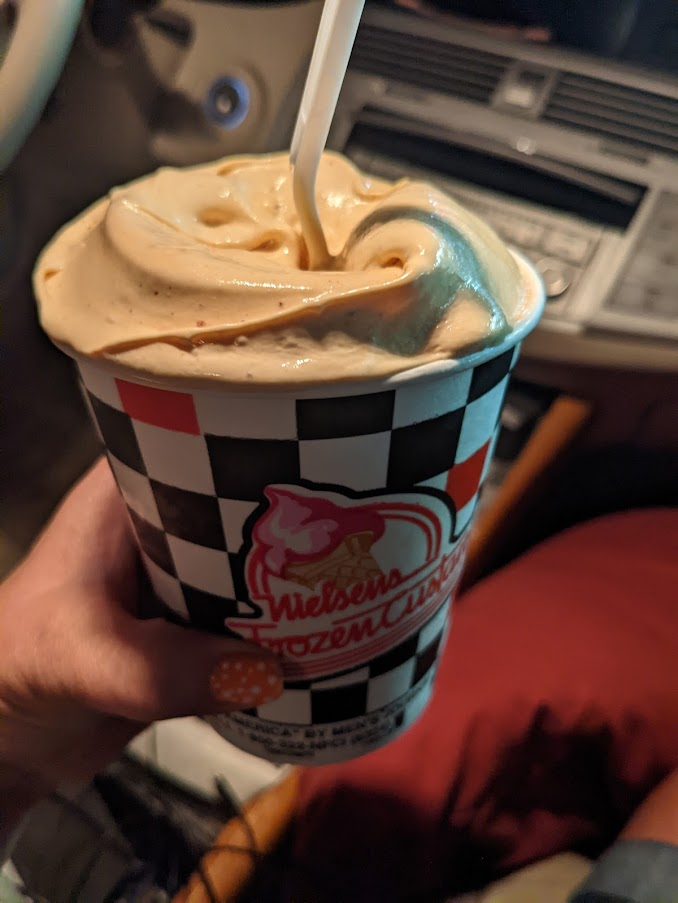 Pumpkin Caramel concrete custard shake from Nielson's frozen custard, Utah.
