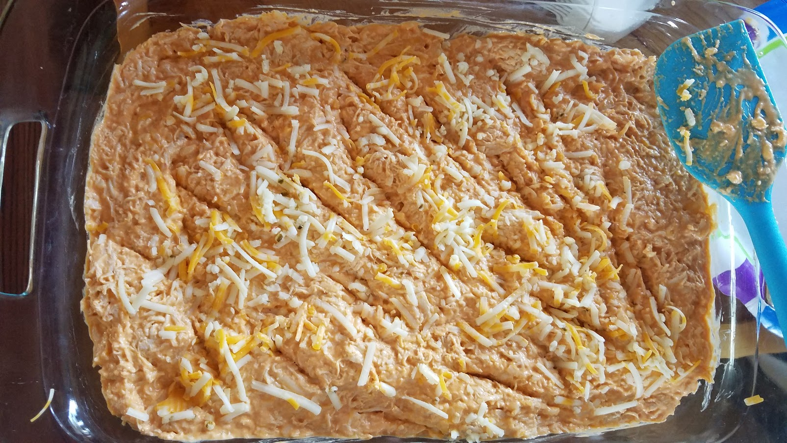 prebaked buffalo chicken dip with cheese.