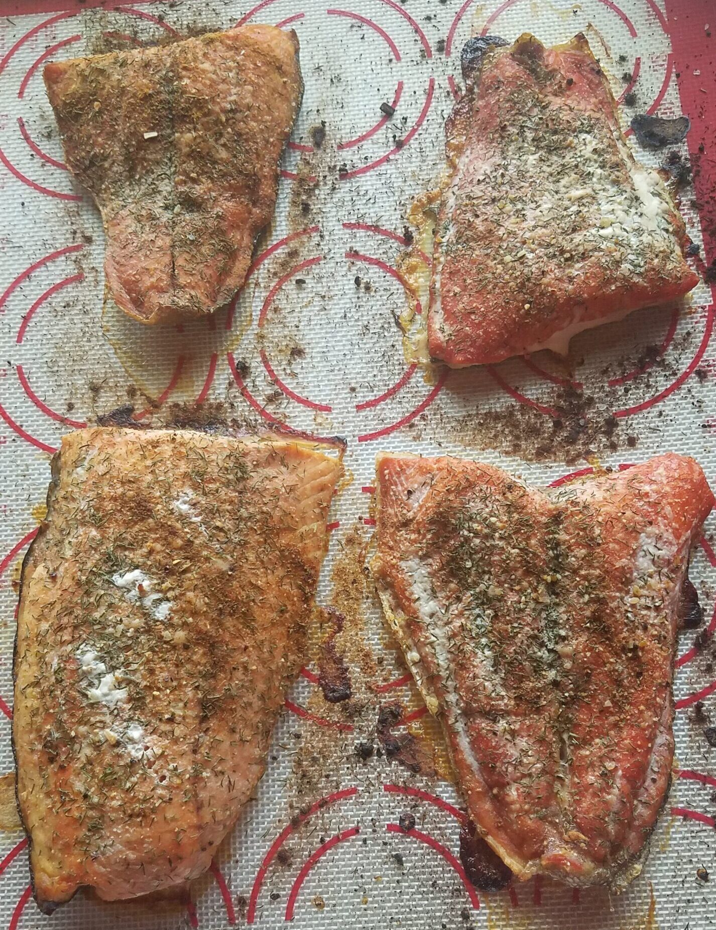 Seasoned Salmon on a pan
